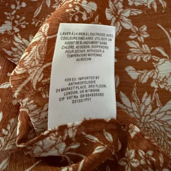 Daniel Rainn Rust Floral Blouse M - Picture 5 of 5